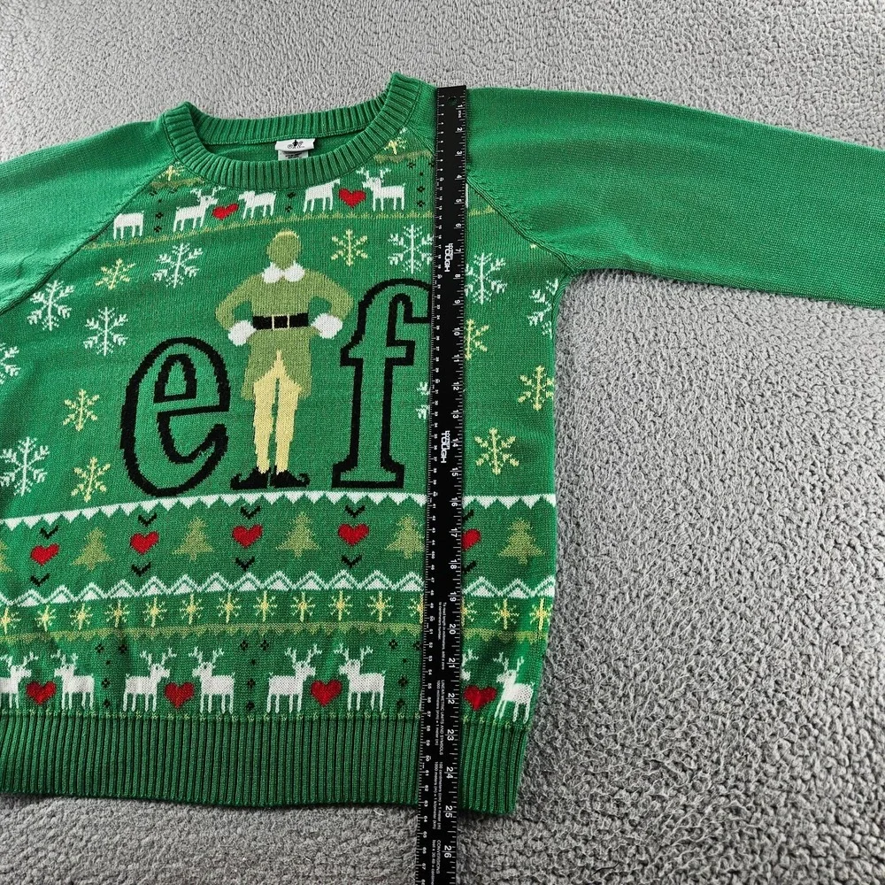 Elf‎ Ugly Christmas Sweater Womens XXL Green Holiday  Tacky Knit Snowflake Buddy